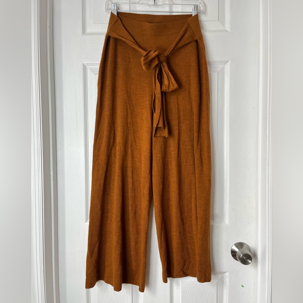 Anthropologie Wide-Leg Tie-Waist Pants in Rust